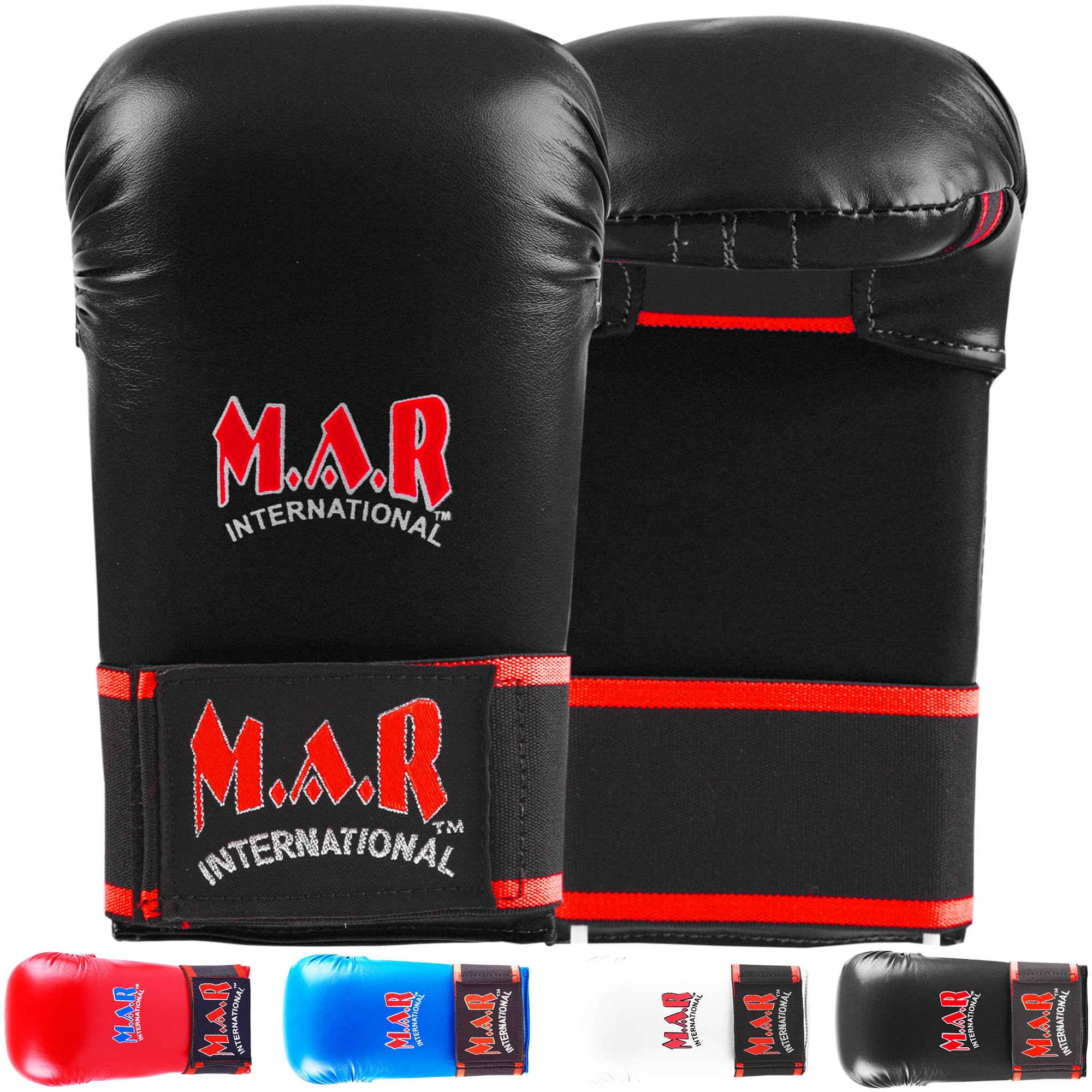 MAR | Black Karate Mitts for Martial Arts Fighting, Sparring & Training Gloves, Lightweight MMA Gloves, Karate Mitts, Molded Foam Padding Semi-Contact Gloves, Mixed Martial Arts Gloves (X-Large)