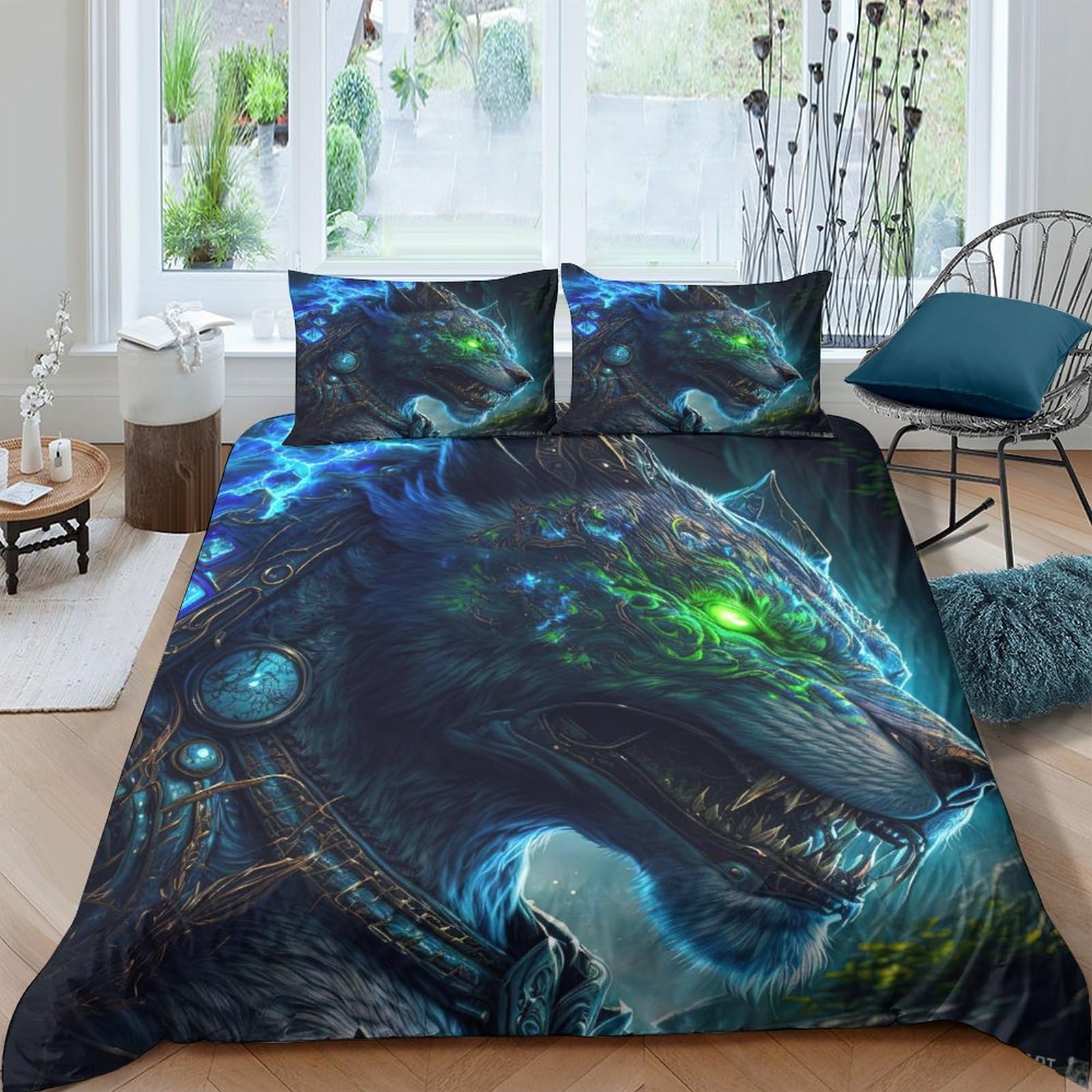 Housse de couette 220x240 cm imprimé 3D géométrique avec sa taie d'oreiller lit king size