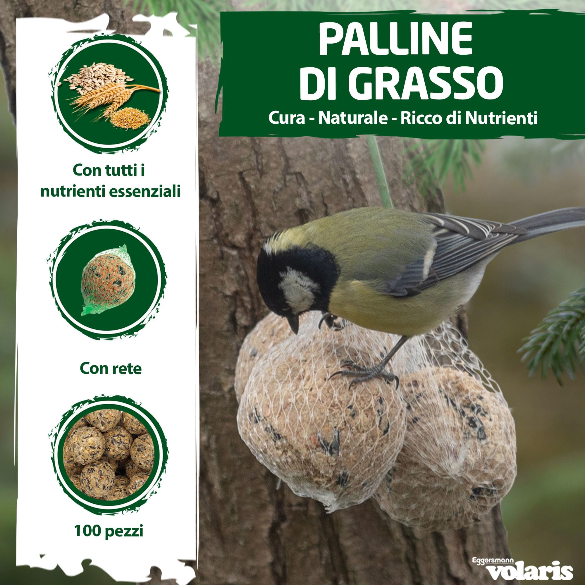 Eggersmann Volaris Palla di Grasso per Uccelli 9 kg 100 Pz