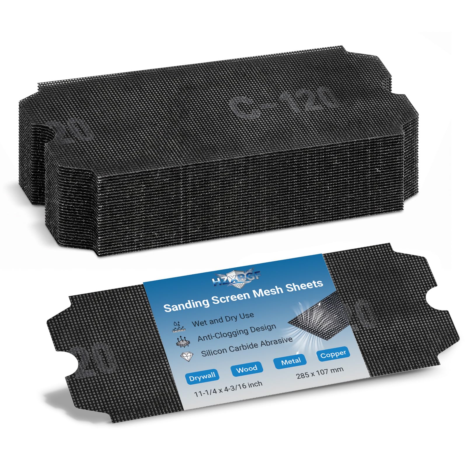 20Pcs 107x285mm Drywall Sanding Screen, 120 Grit Mesh Sandpaper — image 1