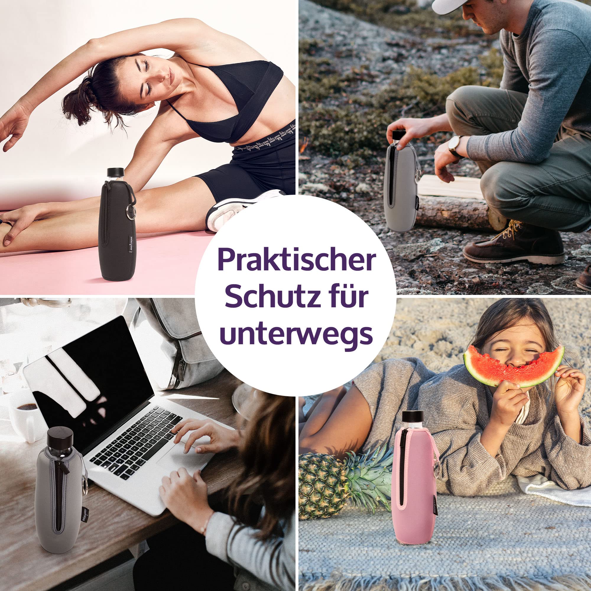 mixcover Izolowany pokrowiec ochronny na butelki, kompatybilny ze szklanymi butelkami SodaStream Crystal i Duo, etui ochronne na butelki, ochrona przed pęknięciami i zadrapaniami, kolor różowy