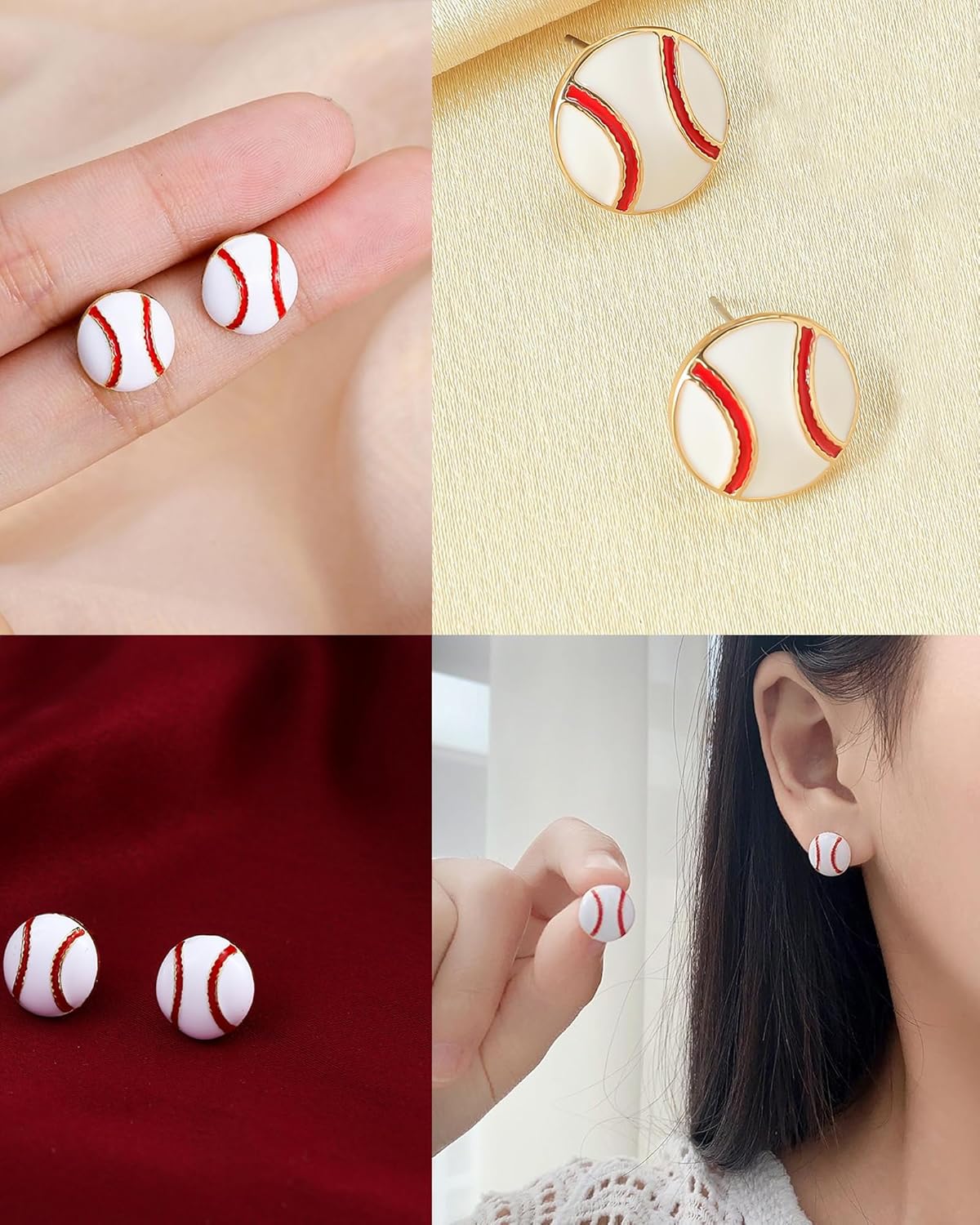 2 Pairs Baseball Earrings for Women Baseball Stud Earrings Baseball Dangle Earrings Sport Baseball Earrings for Baseball Fans Players Baseball Jewelry Gift for Baseball Lovers Holiday Party Jewelry - Image 3