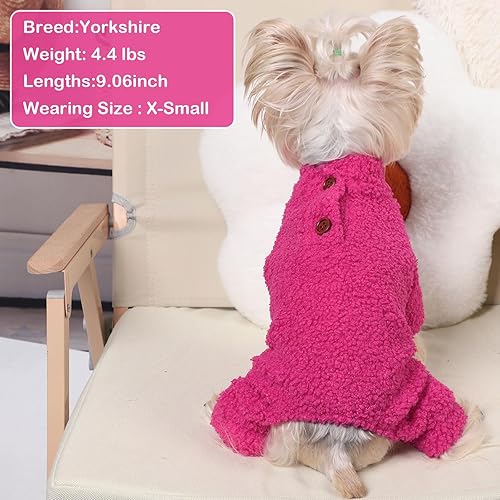 Miniatura 5 de Pijamas para perros de tamaño pequeño para perros, niños y niñas, ropa de forro polar feliz para cachorros, pijamas de 4 piernas para chihuahua,