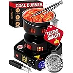 Hookah Coal Burner for Hookah - Premium FIRE Tower Multipurpose Electric Stove for Hookah Coals Burner for Shisha, Free Hookah Tongs, overheat Protection, Hookah Charcoal Burner for Hookah Cubes