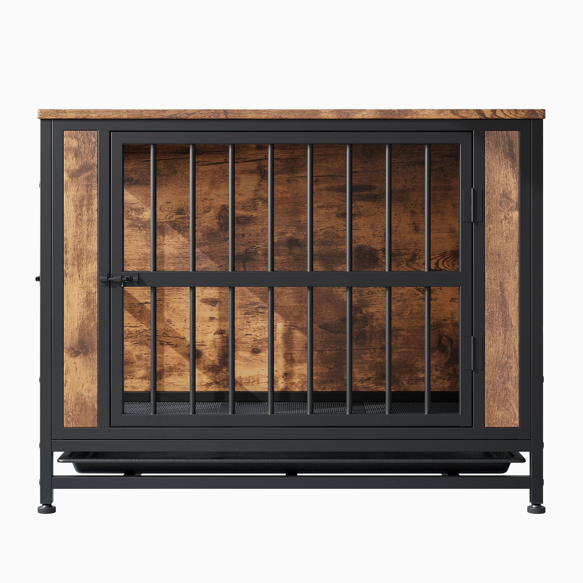 Muebles de jaula para perros, jaula resistente para perros grandes/medianos, caseta de madera para interiores, casa para perros con bandeja extraíble, mesa auxiliar de jaula para mascotas de
