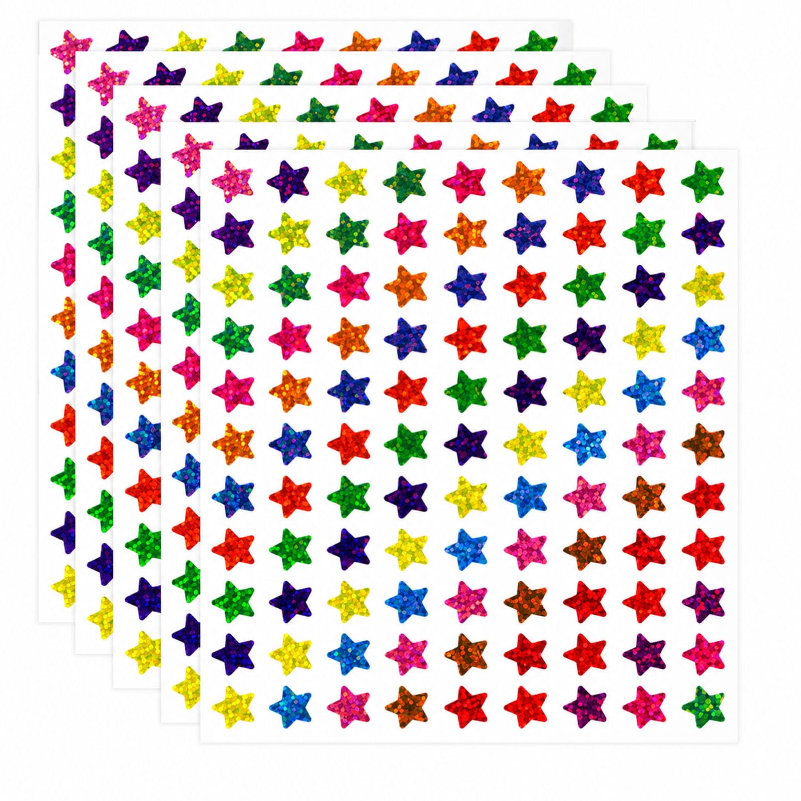 2400 Pcs Holographic Star Stickers (20 Sheets) | 10 Colors Foil Rainbow Self-Adhesive Reward Stickers for Student Planner, School Classroom Teacher Supplies