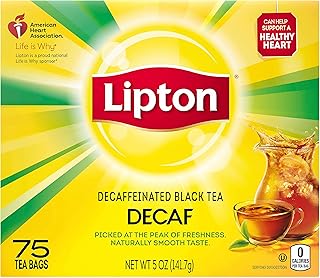 Lipton Tea Bags For a Delicious Beverage Decaffeinated Black Tea Caffeine-Free and Made With Real Tea Leaves 75 Tea Bags