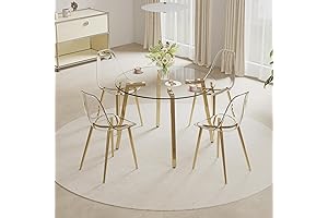 42" Modern Circle Glass Dining Table Set for 4