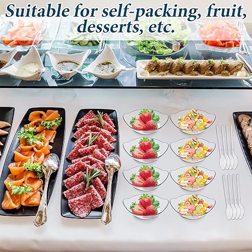 Miniatura 5 de 500 mini cuencos de postre con cucharas de 1 onza, mini platos desechables de postre de plástico con cucharas de plástico transparente, platos de