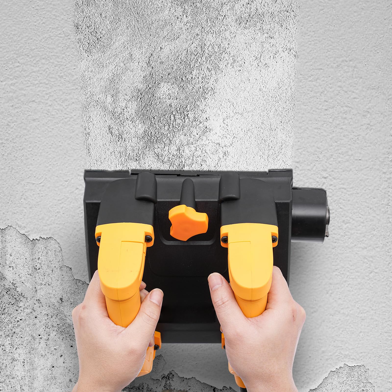 Elektryczna strugarka ścienna, 1200 W, 26 ostrzy, ręczna strug do betonu, regulowana głębokość 1-4 mm, z walizką na narzędzia, do ścian cementowych i tynkowych, czarny/żółty
