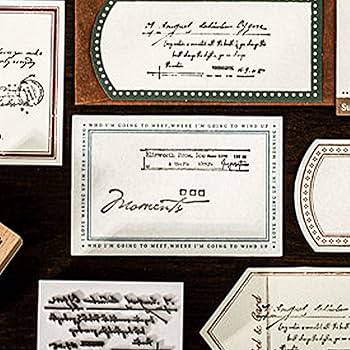 Amazon.co.jp: 英字 コラージュ 木製スタンプ アンティーク