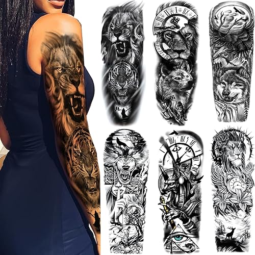 Miniatura 4 de Calcomanías de tatuaje de manga modelo de tótem tribal 6 hojas manga completa para adultos niños mujeres