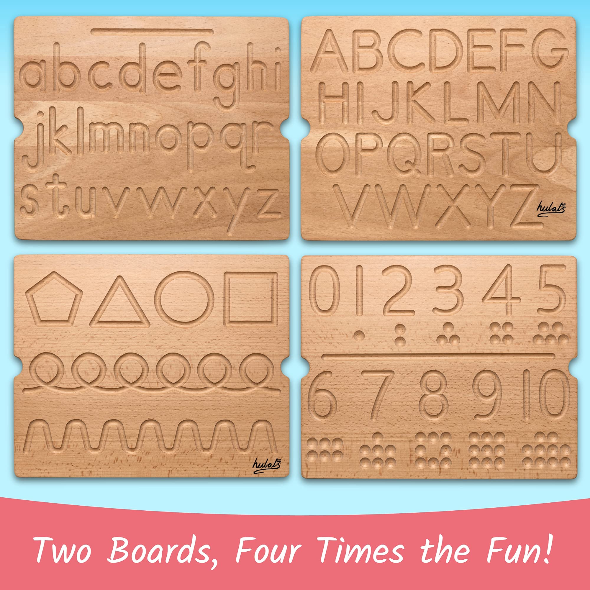 Hulats Montessori Wooden Alphabet & Number Tracing Boards Letter