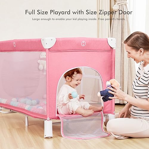 Miniatura 4 de ANGELBLISS Cuna 5 en 1 para bebé, cuna junto a la cama con cambiador de pañales y balancín extraíble, cuna portátil fácil de plegar con móvil,