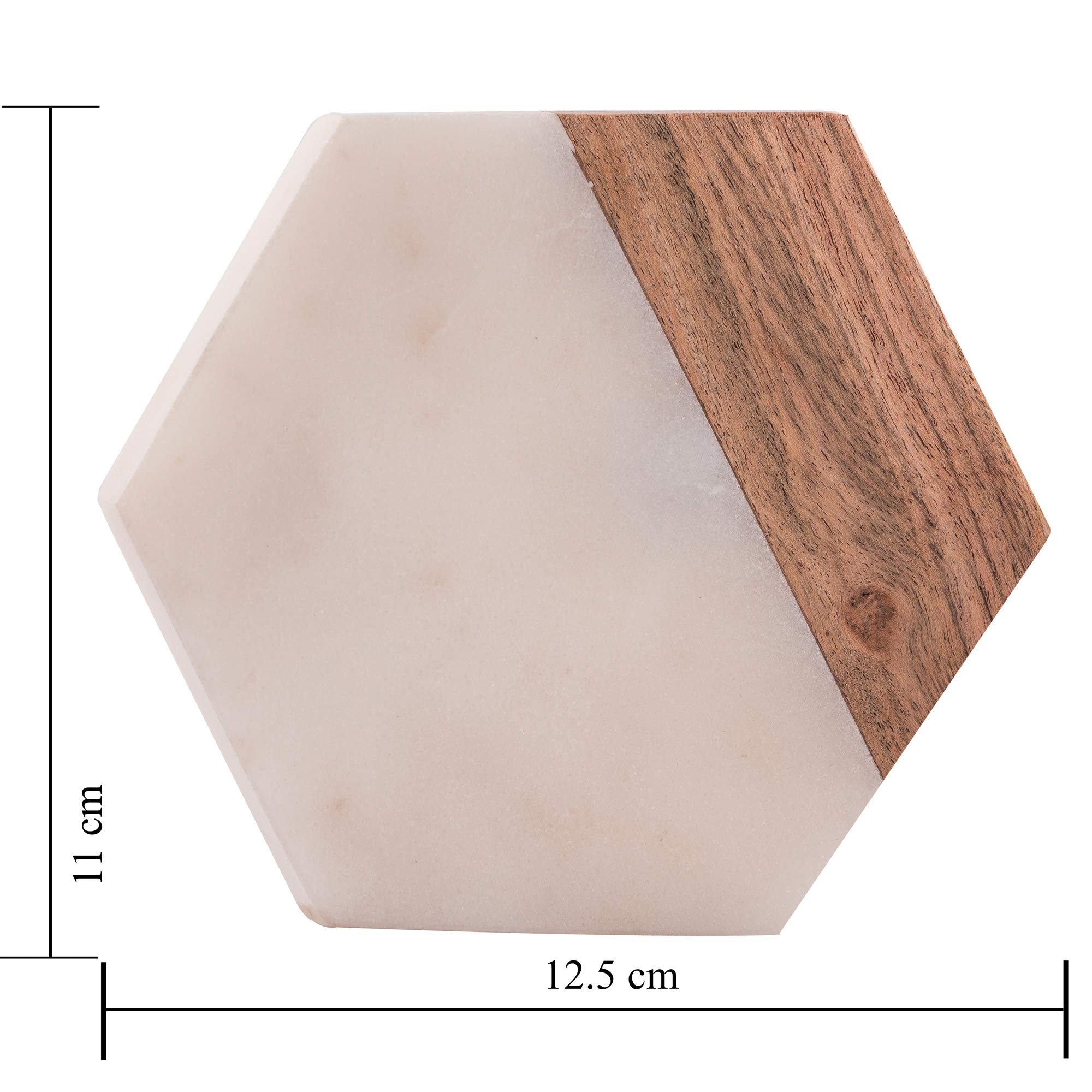 NikkisPride Marble Wood Hexageon Coaster Trivet Set of 2 2