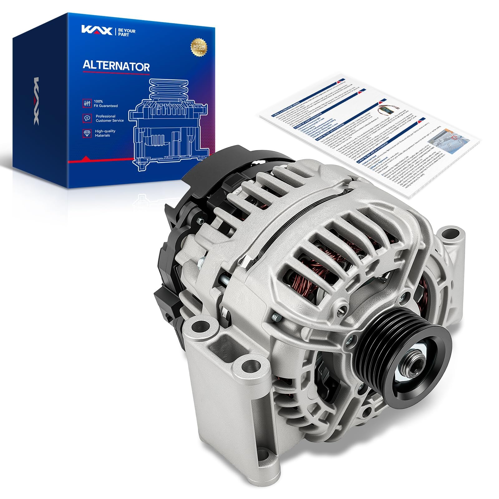 KAX New Alternator Replacement for Mini Cooper 2005-2008; 110 Amp,12V,CW,S6 Groove Pulley,Replace for 11333N,AL0881X