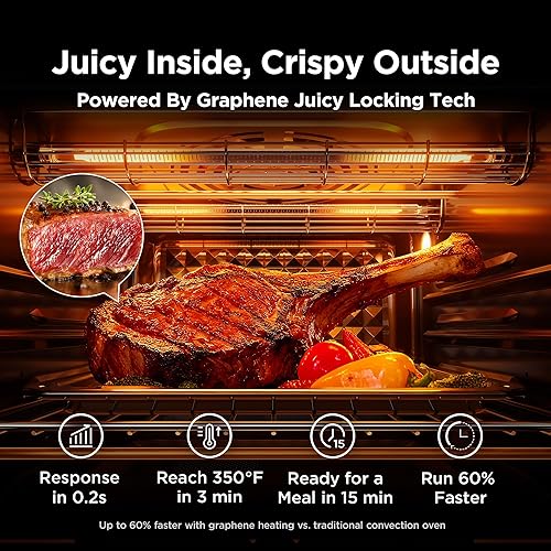 Miniatura 3 de Midea FlexiFy Pro - Combo de freidora de aire para horno tostador, 26.4 cuartos de galón de calor rápido de grafeno 10 en 1, cocina francesa para