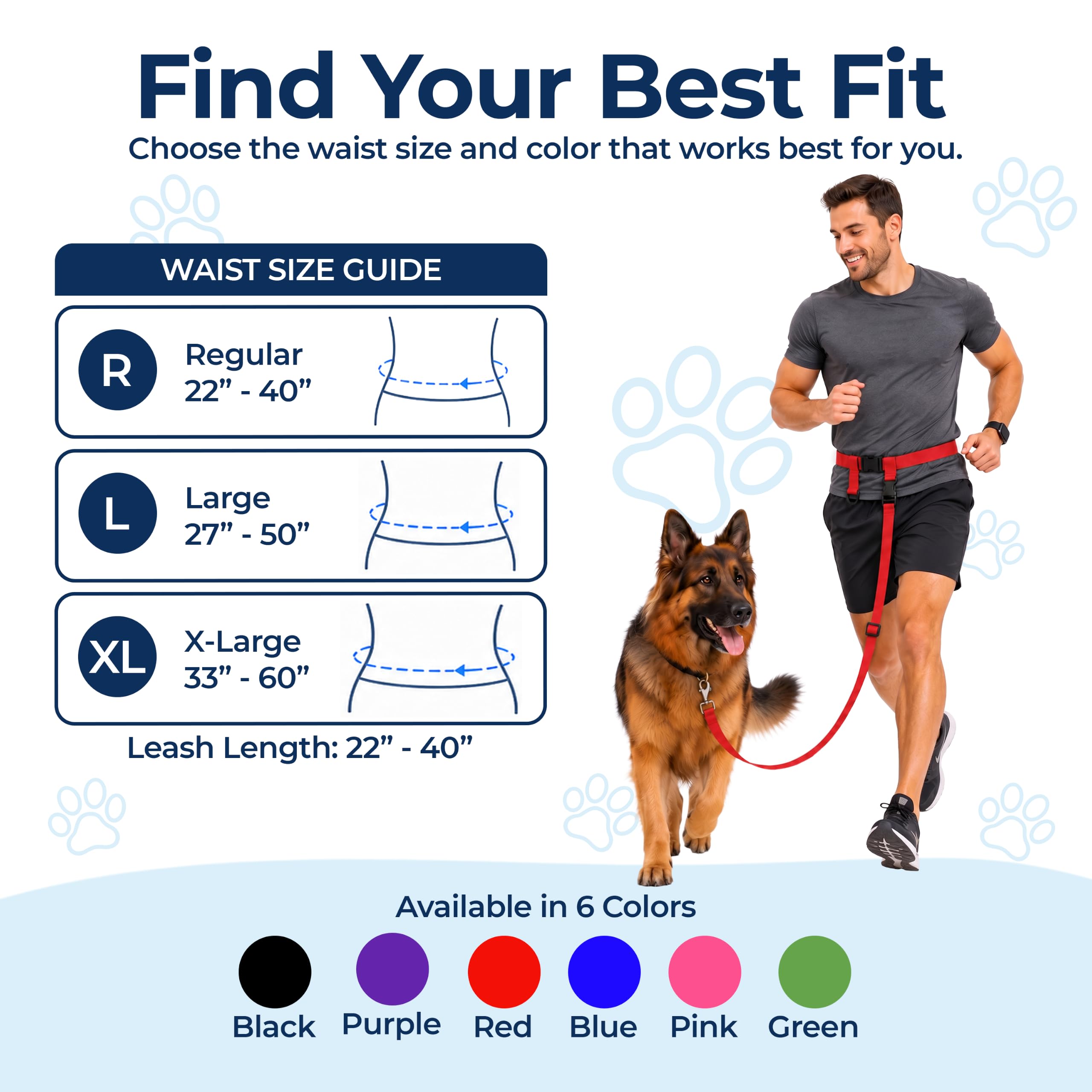 The Buddy System Made in USA Laisse réglable mains libres, idéale pour la course, système de chien standard, taille XL, rouge The Buddy System