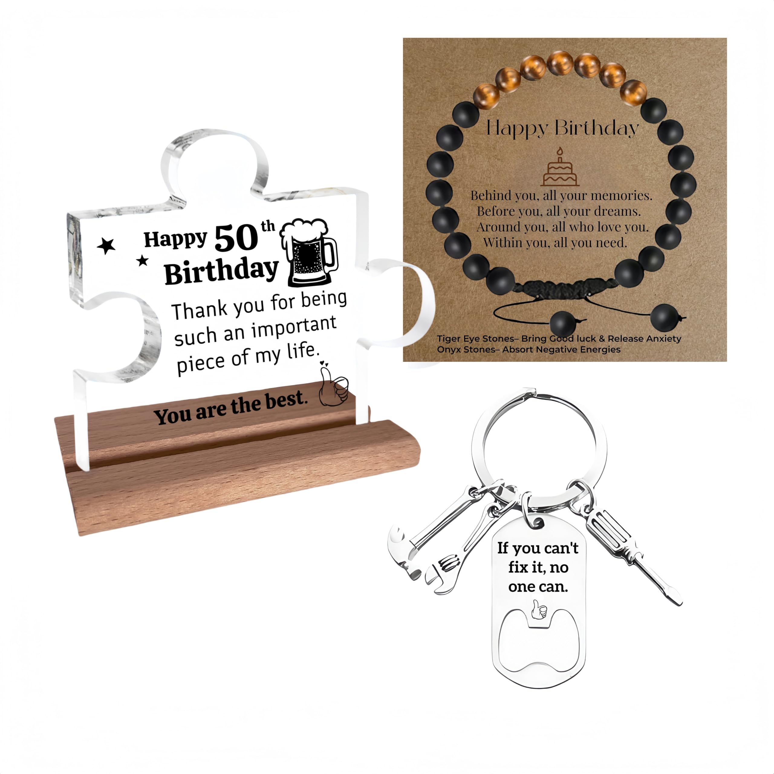 50th Birthday Gifts for Men – Unique Gift for 50 Year Old Man – Meaningful Desktop Puzzle Sign for Dad, Husband, Friend, Grandpa – 50th Birthday Gifts for Him