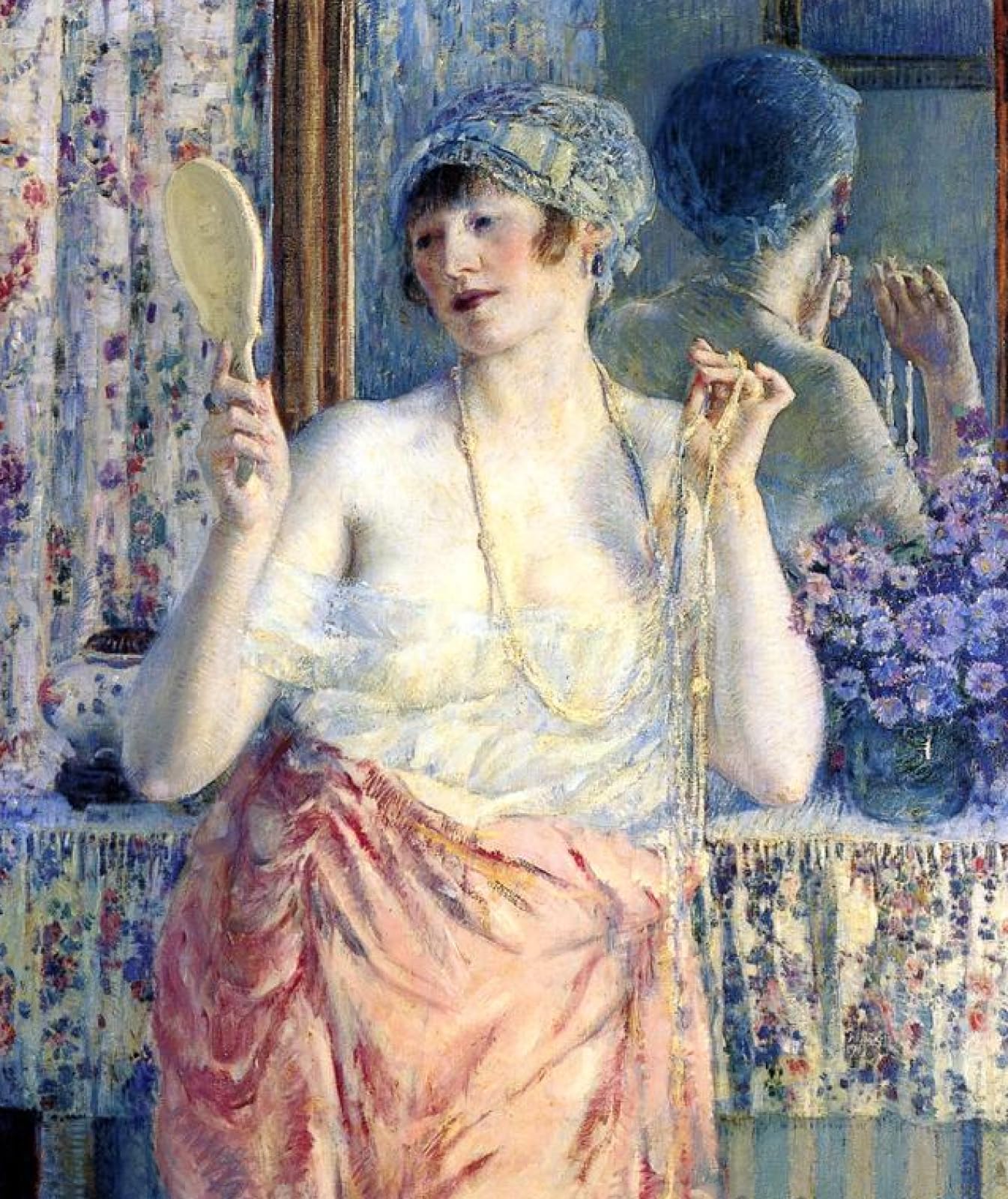 Pintura por números lienzo Frieseke mujer antes de un espejo kit principiantes pintura acrílica 7