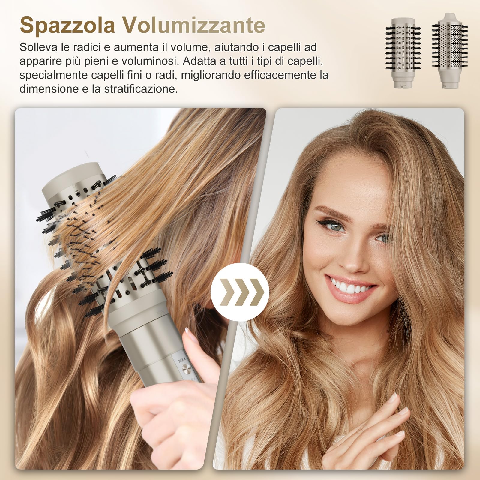 7MAGIC Air Styler 6 In 1, Asciugacapelli Ionico, Spazzola Rotante Per Capelli, Arricciacapelli Automatico, Spazzola Lisciante, Senza Danni Da Calore, Asciugatura Rapida, Con Borsa Da Viaggio