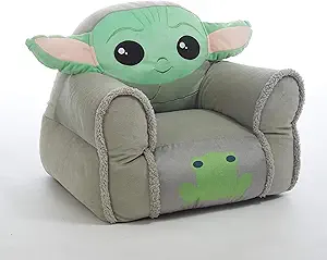 Idea Nuova Figural Sherpa Trim Bean Bag Chair, Polyester,Star Wars Grogu