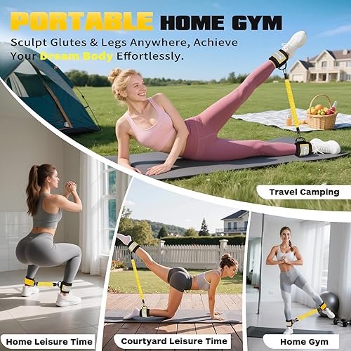 Miniatura 7 de Bandas de resistencia al tobillo con puños, equipo de entrenamiento de glúteos, bandas de resistencia de piernas para ejercicios de entrenamiento de