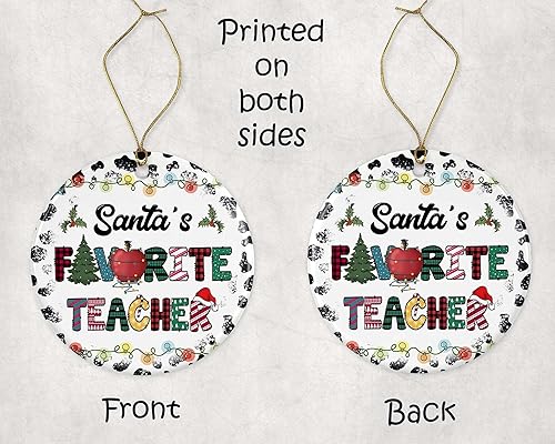 Miniatura 3 de Adorno de profesor favorito de Papá Noel – Adorno de Navidad – Adorno de Navidad – Recuerdo – Adorno de cerámica – Idea de regalo – Árbol de Navidad
