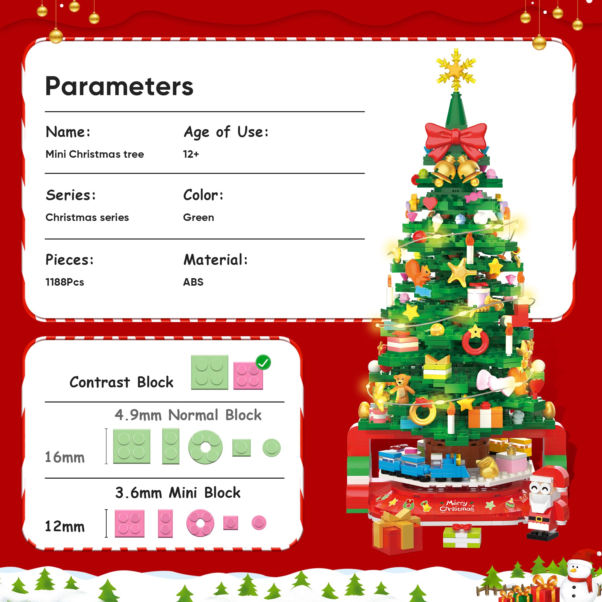 Calendario dell'Avvento con albero di Natale, colore: verde