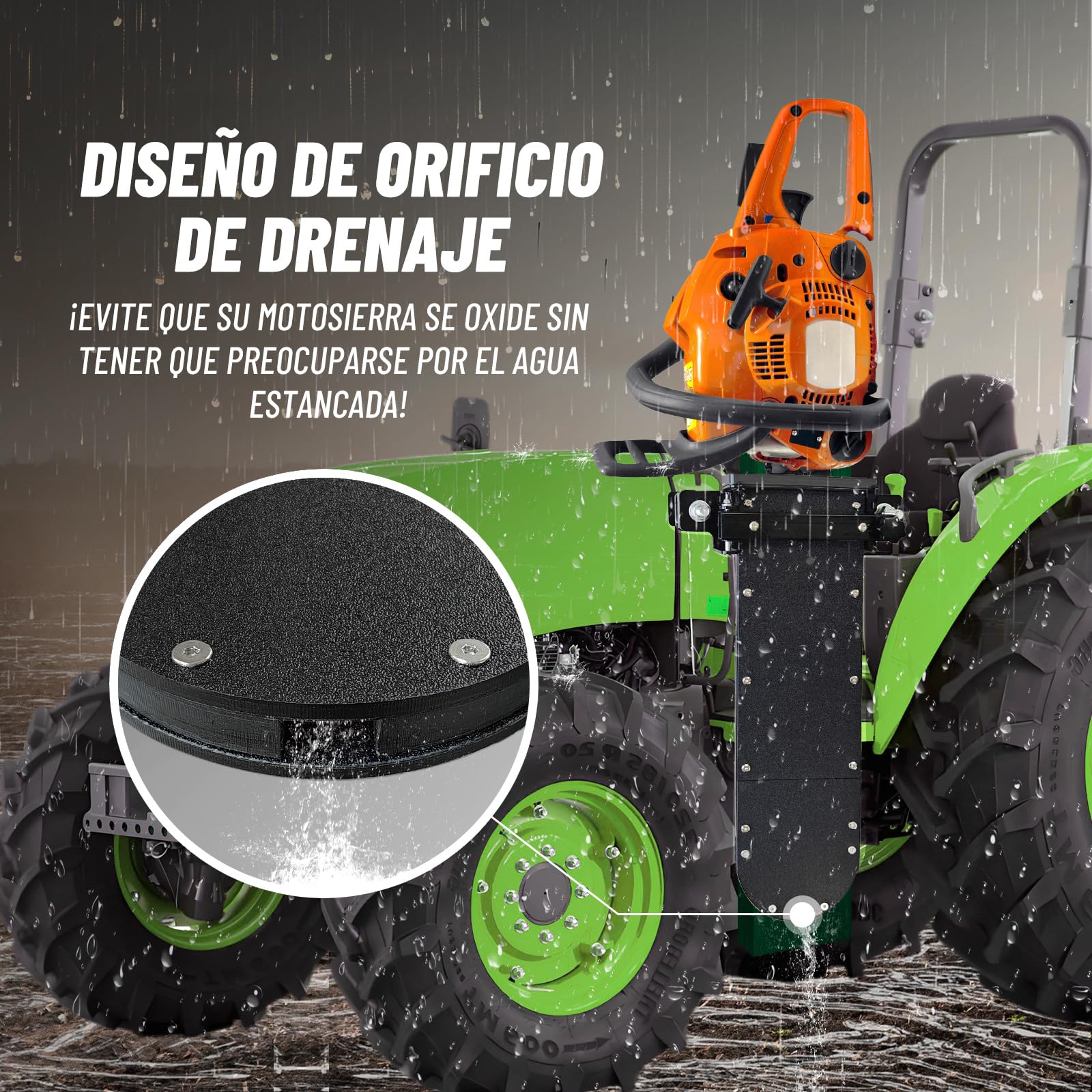 Zozen Soporte motosierra resistencia tractor Apertura lateral Universal | 5,9kg Compatible con sierras de todos los tamaños,Funda sierra, Montaje ATV/Camión,Antivibración, Portátil,Transporte seguro.