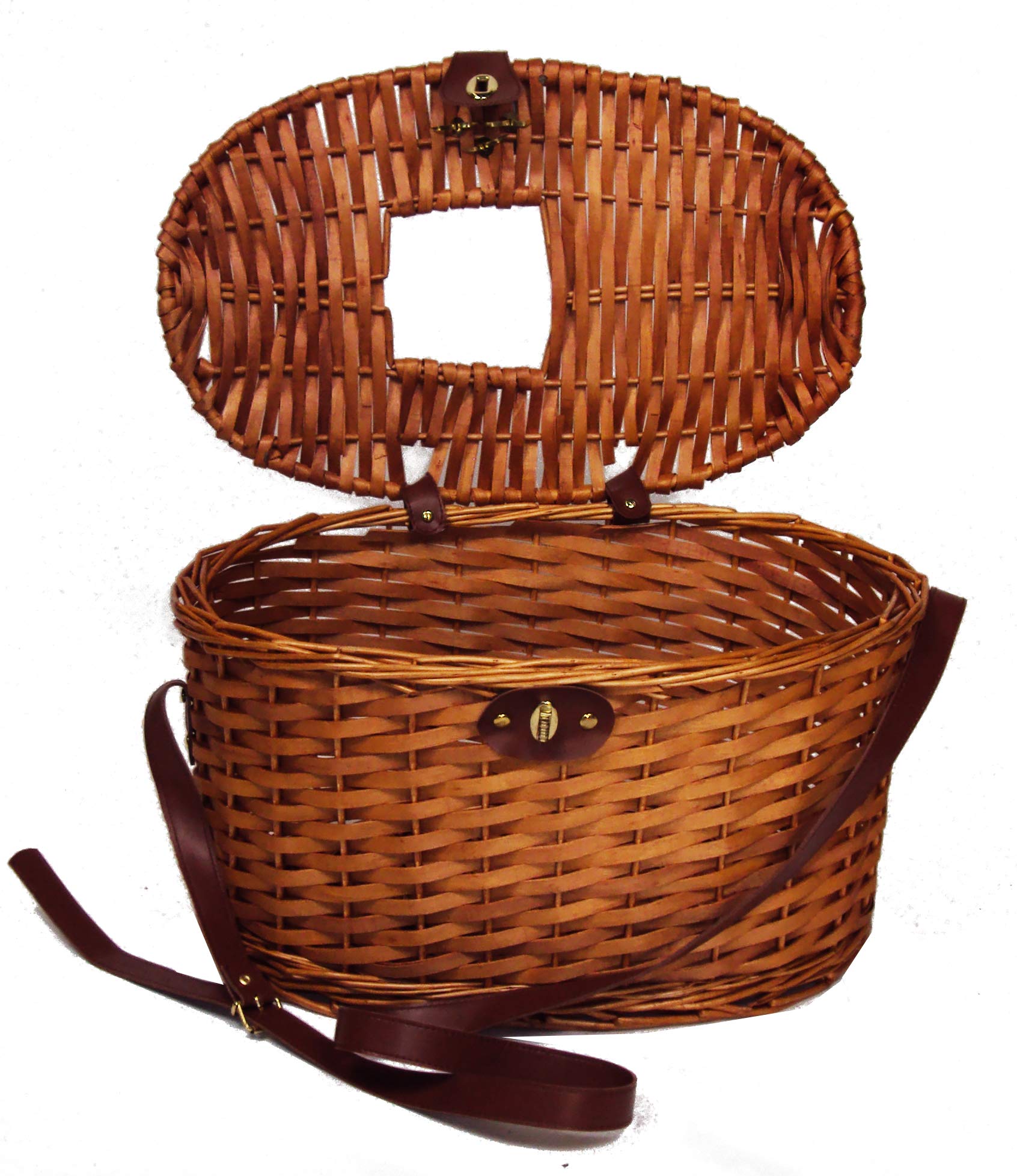 Capra Group Cesta per la raccolta funghi e tartufi in vimini con tracolla regolabile, con buco per facilitare la raccolta 40x26xh27 cm