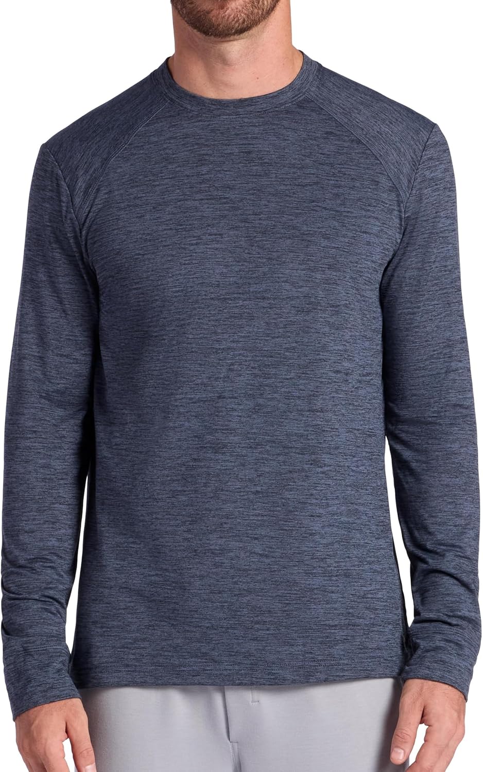 Gaiam Mens Bliss Balance Long Sleeve Crewneck Top, Standard Fit, Stretch Midweight Material