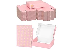 Small Shipping Boxes 6x4x1.6 Inch 30 Pack, Cute Pink Corrugated Cardboard Boxes for Small Business