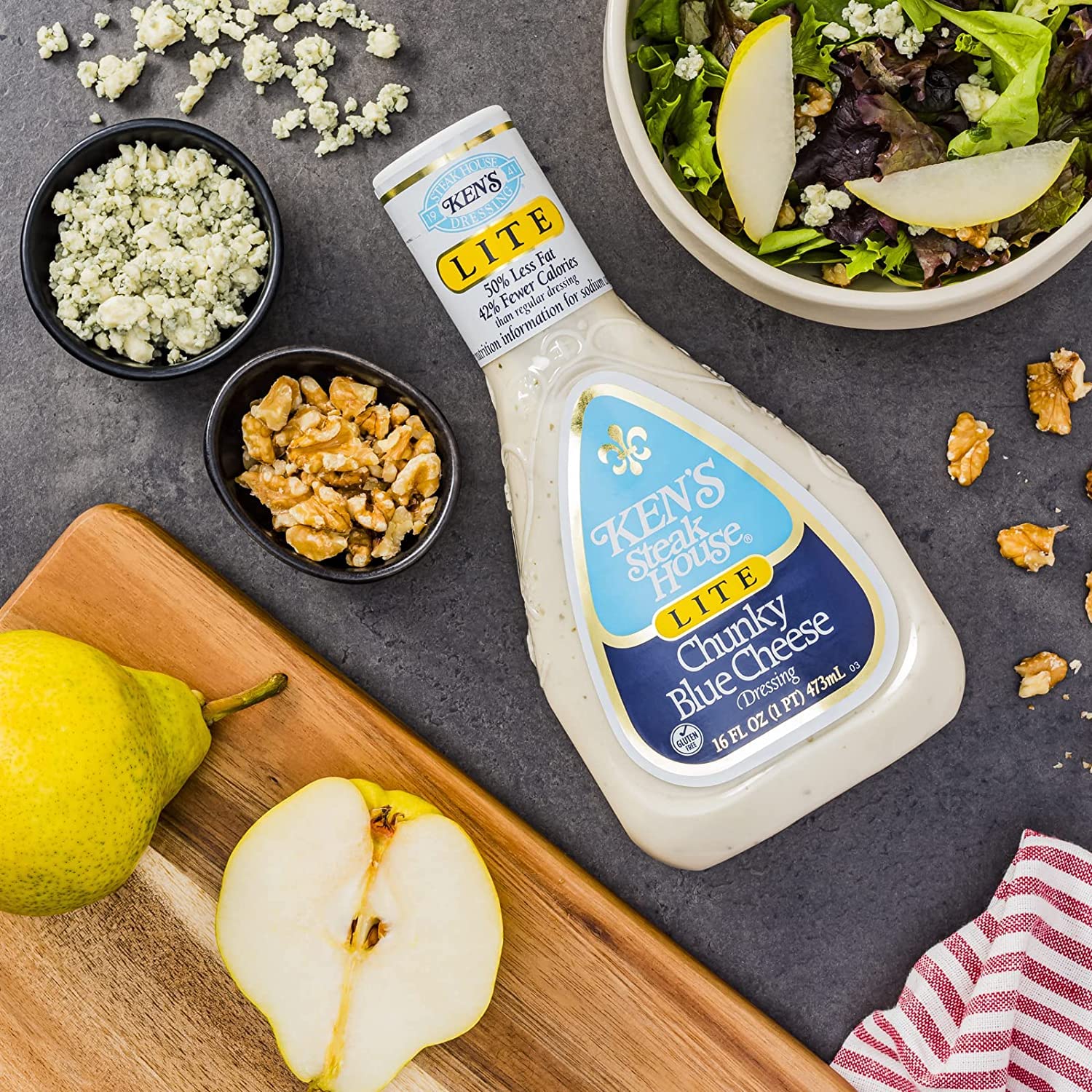 Amazon.com : Ken's Steak House Lite Chunky Blue Cheese Dressing (16 Fl Oz,  Pack of 3) : Grocery & Gourmet Food
