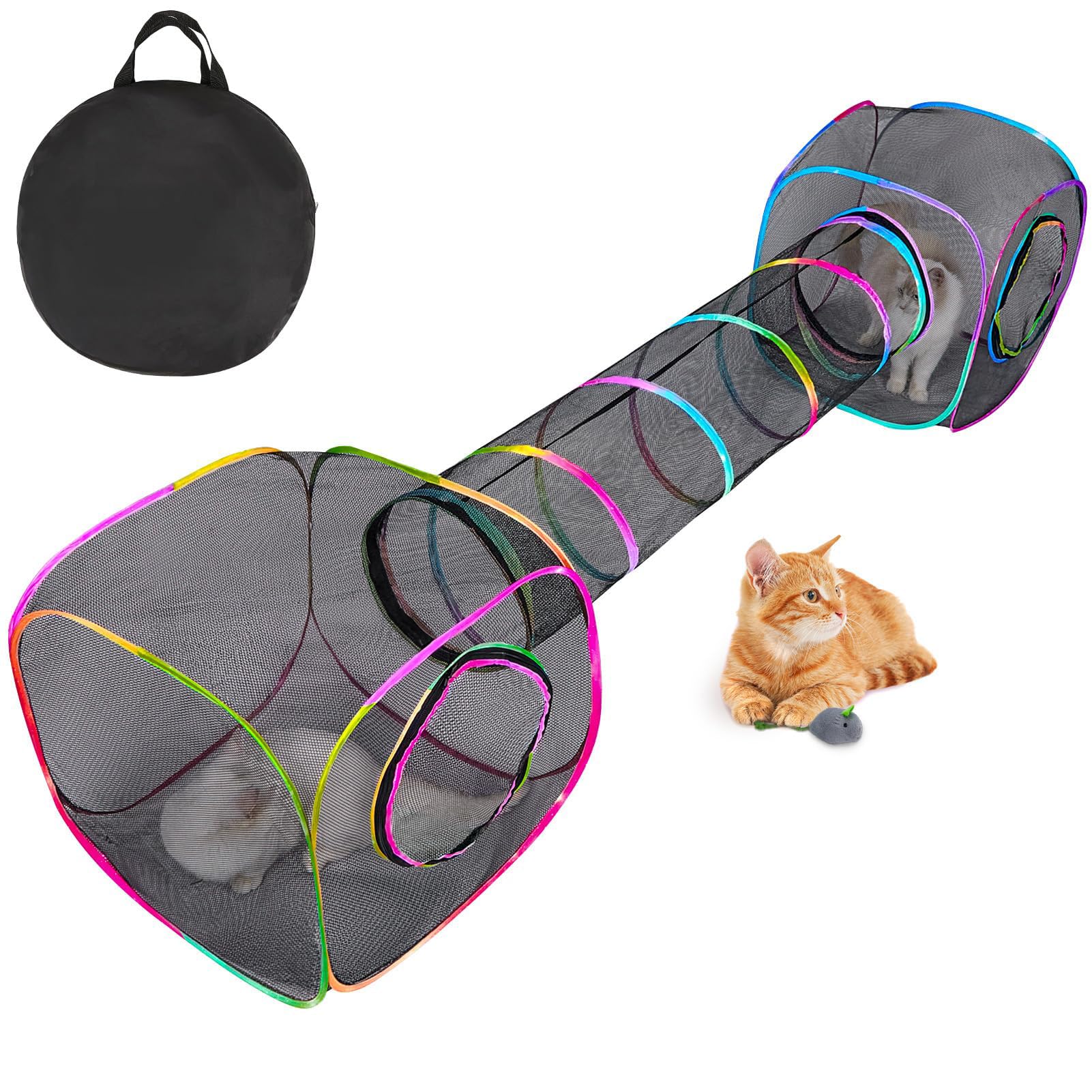 Carpas para Gatos de Interior y Exterior,Tienda Plegable con Túneles, Recinto Portátil para Mascotas,Incluye 2 Tiendas