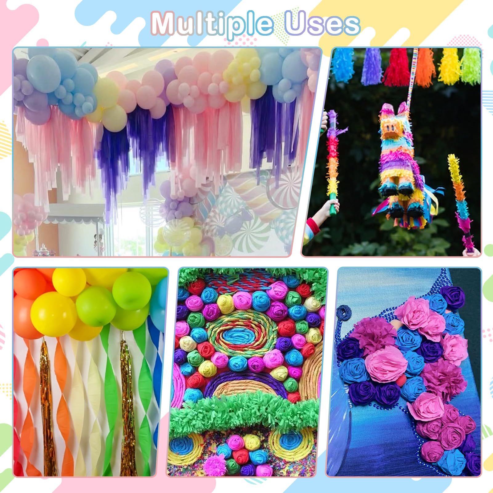 Nadinsta 12 Rouleaux Papier Crépon Multicolores, 4,5 Cm X 25 M