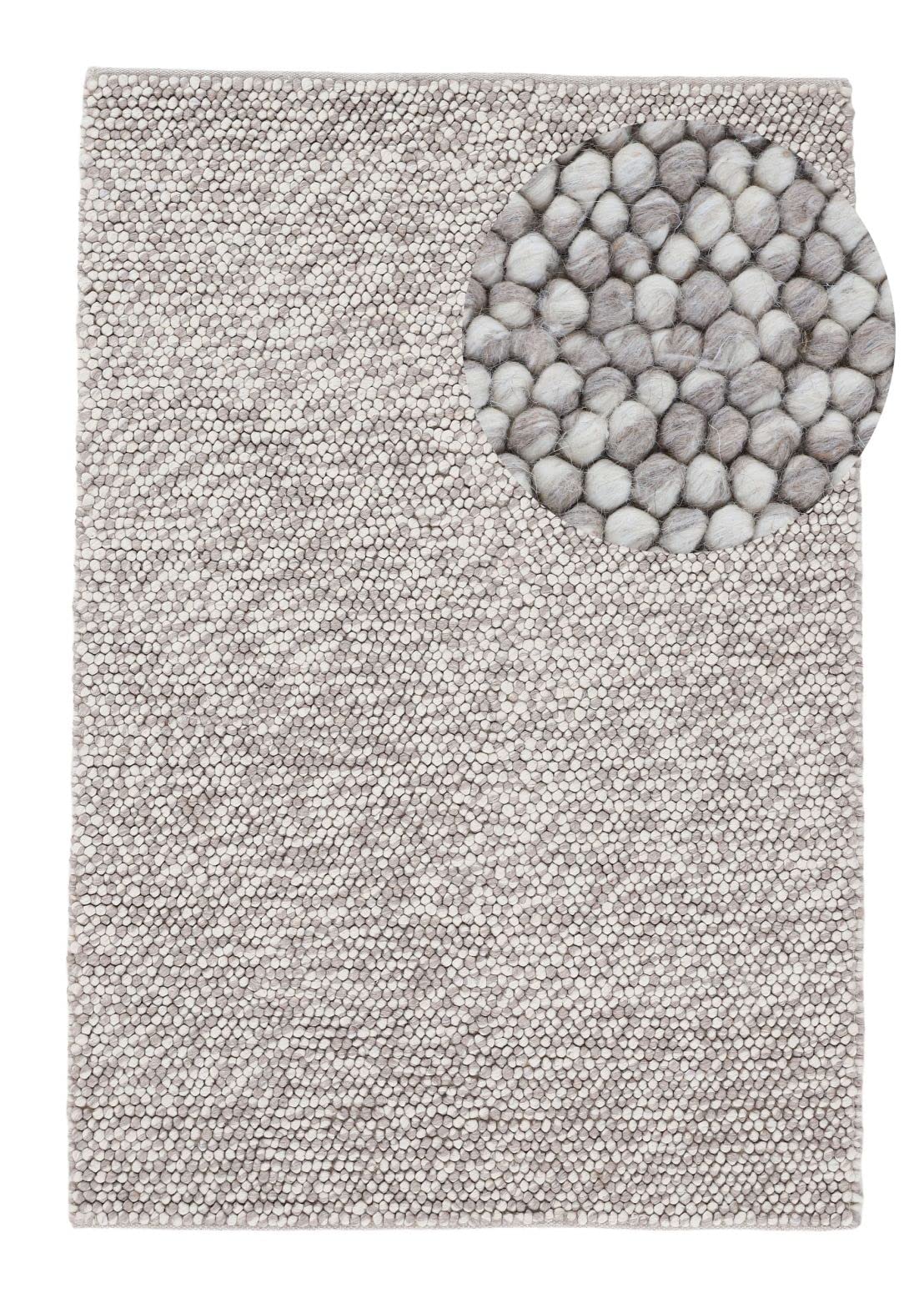 carpetfine Wollteppich Calo weicher Filzkugel-Teppich Beige 140x200 cm für Wohnzimmer, Schlafzimmer & Kinderzimmer