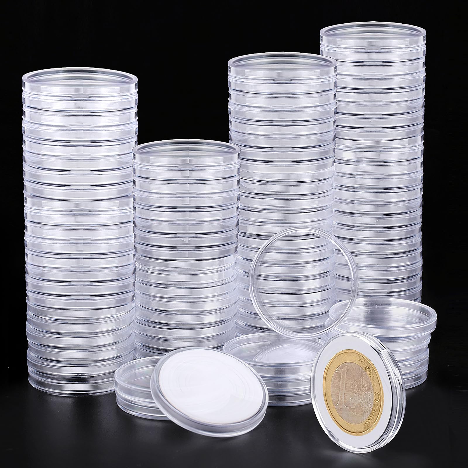 180P Clear Plastic Coin Capsules, Dollar Coin Holder, 40mm Silver Coin Storage for Collectors, Morgan Silver Dollar Coin Holders with Adjustable