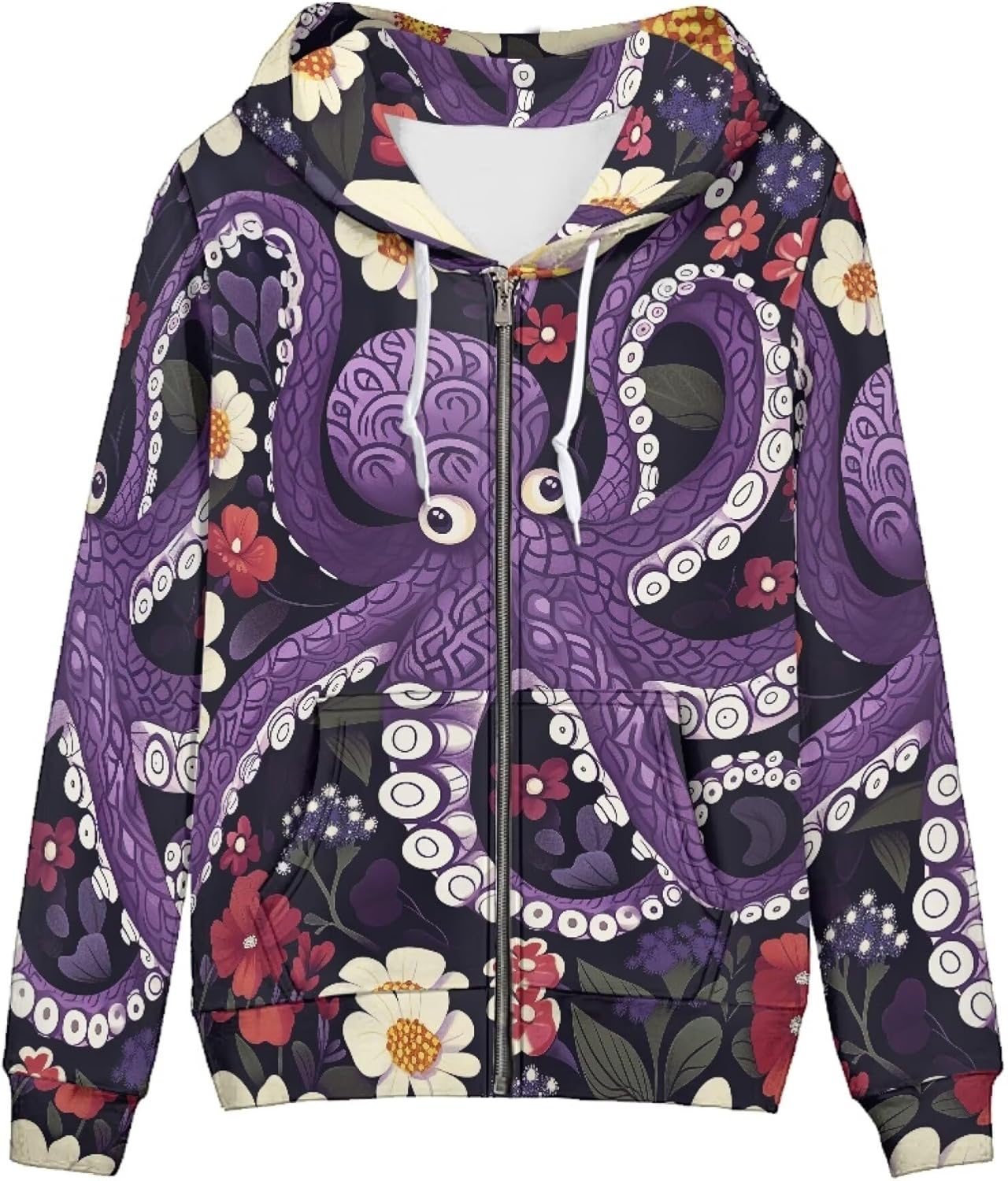 Sweatshirt for Women Lightweight Long Sleeve Zip Hoodies Funny Graphic Hooded Sweatshirt Fall Spring Comfy Jacket