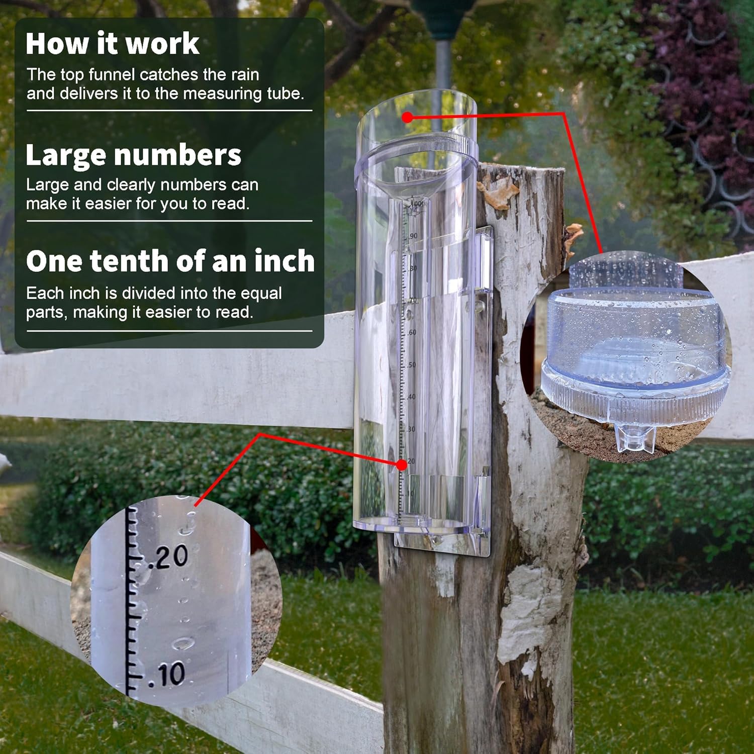 Outdoor Rain Gauge and Snow Professional Stratus Long Term, Easy-to-Read,Made of UV and Heat Resistant Polycarbonate Material for All Weather Conditions with Precise Mounting Bracket (2PCS)