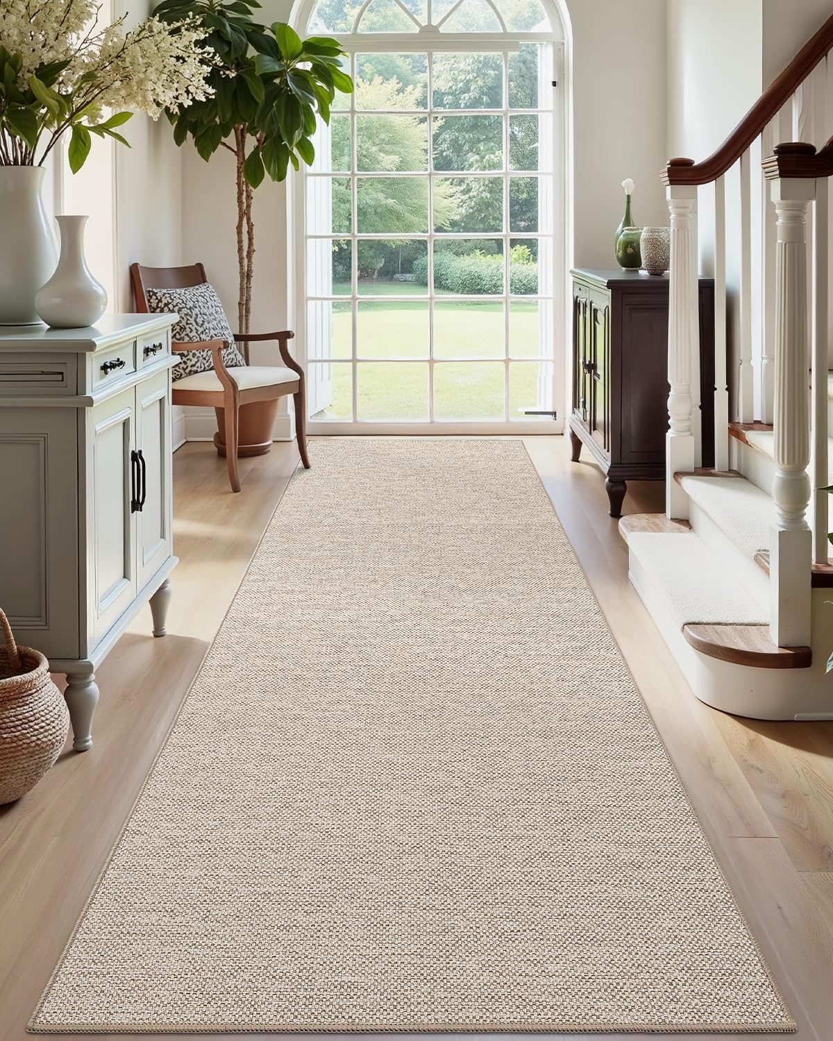 DEXI Hallway Runner Rug 2x6, Non Slip Rubber Backed Runners Carpet, Ultra Thin Entryway Rugs Indoor for Kitchen Hallway Entrance Bedroom, Beige