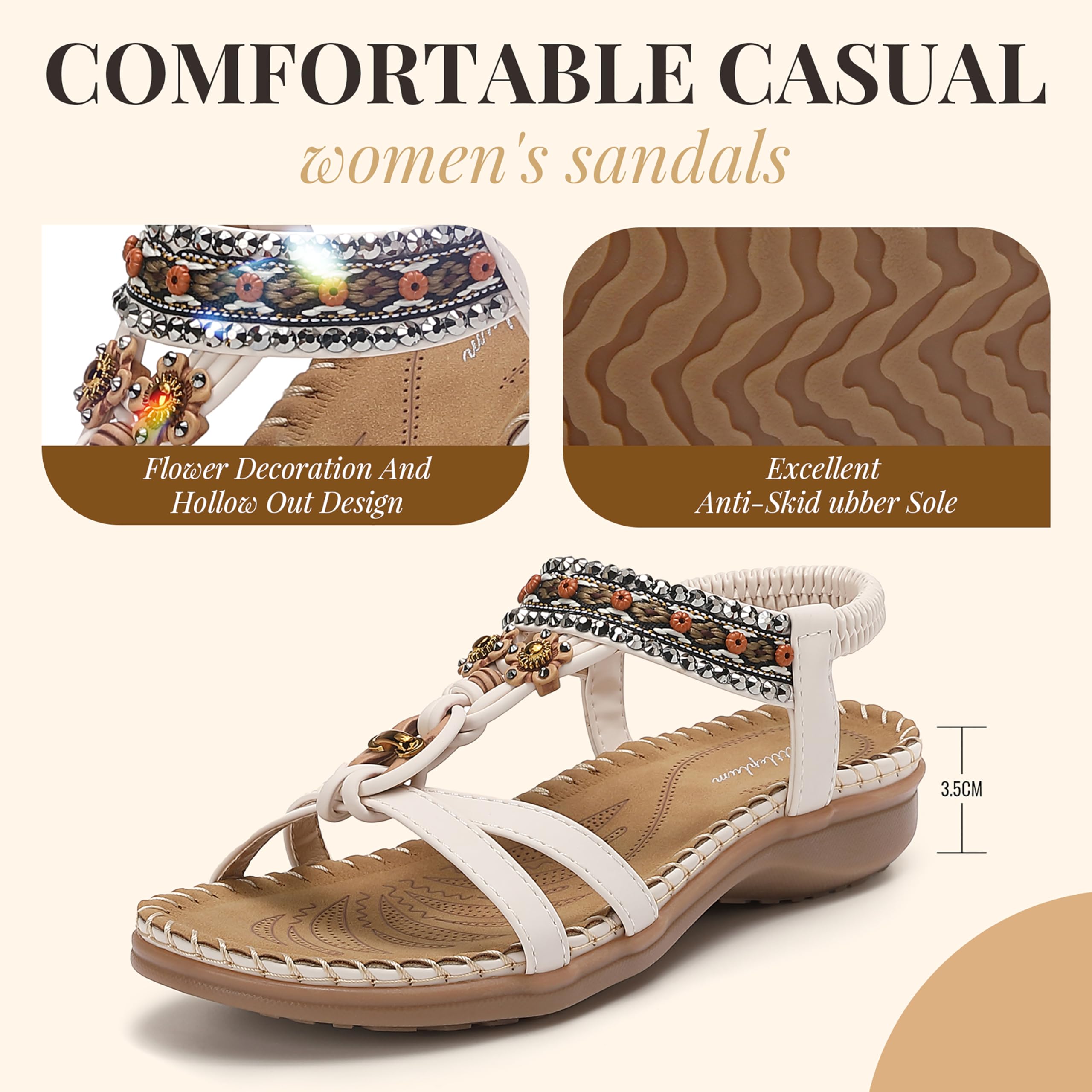 Littleplum Sandales Plats Femme Été Confortable Mode Tong Plage Claquettes,B blanc,40 EU
