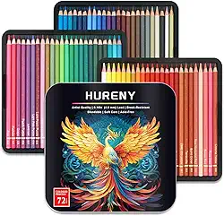Lápis de cor para livros de colorir para adultos, 72 lápis de cor à base de óleo, núcleo macio de 3,8 mm, lápis de colorir vibrantes em caixa de lata para adultos, materiais de arte profissionais para