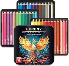 Lápis de cor para livros de colorir para adultos, 72 lápis de cor à base de óleo, núcleo macio de 3,8 mm, lápis de colorir vibrantes em caixa de lata para adultos, materiais de arte profissionais para