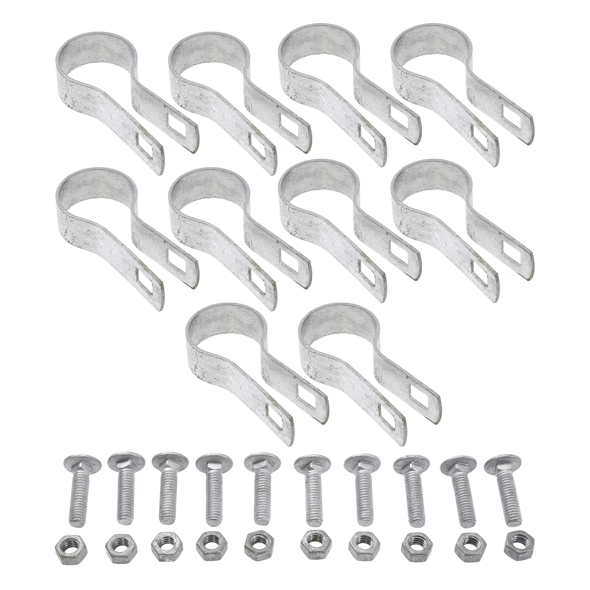Bandas de tensión con pernos y tuercas para valla de eslabones de cadena (1-3/8 pulgadas), paquete de 10