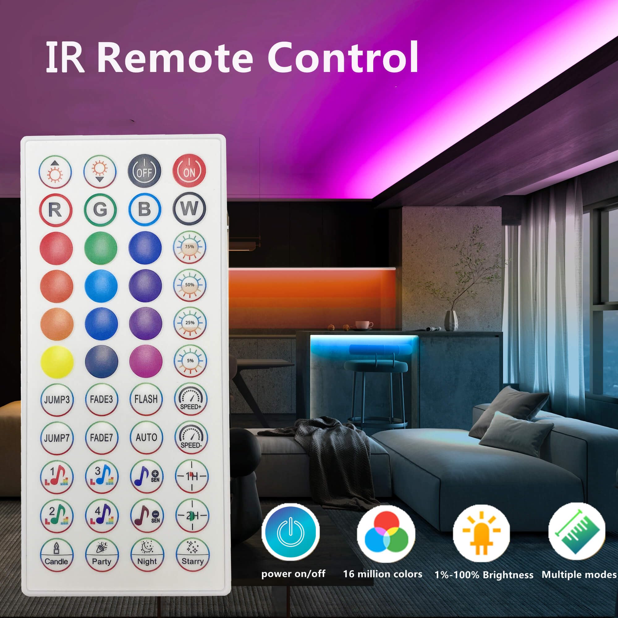 GIDEALED Striscia LED COB RGB CC 24 V, 10 m, dimmerabile, con telecomando IR e controllo tramite app Bluetooth, 6700 LED, CRI90 super luminoso, flessibile, per illuminazione ambientale fai da te