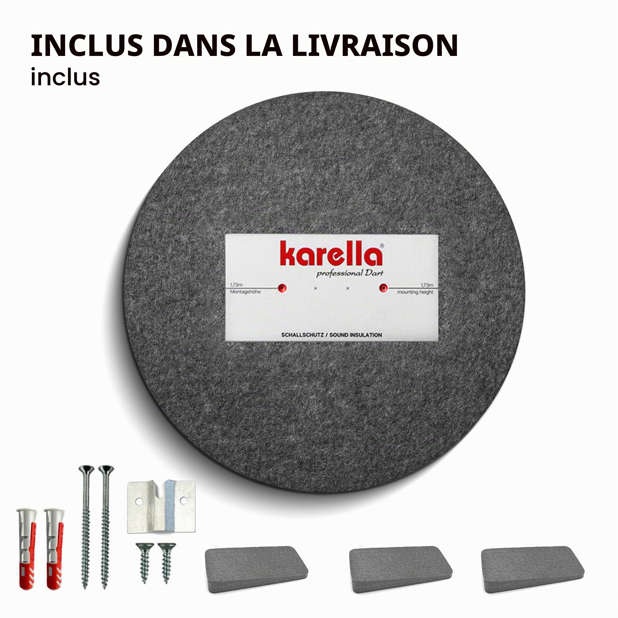 Karella Lot de 2 Protections acoustiques compactes - Diamètre : 45 cm - pour Cible de fléchettes - Réduction du Bruit détectable jusqu'à 80% - Breveté - Système de réduction du Bruit - Fabriqué en