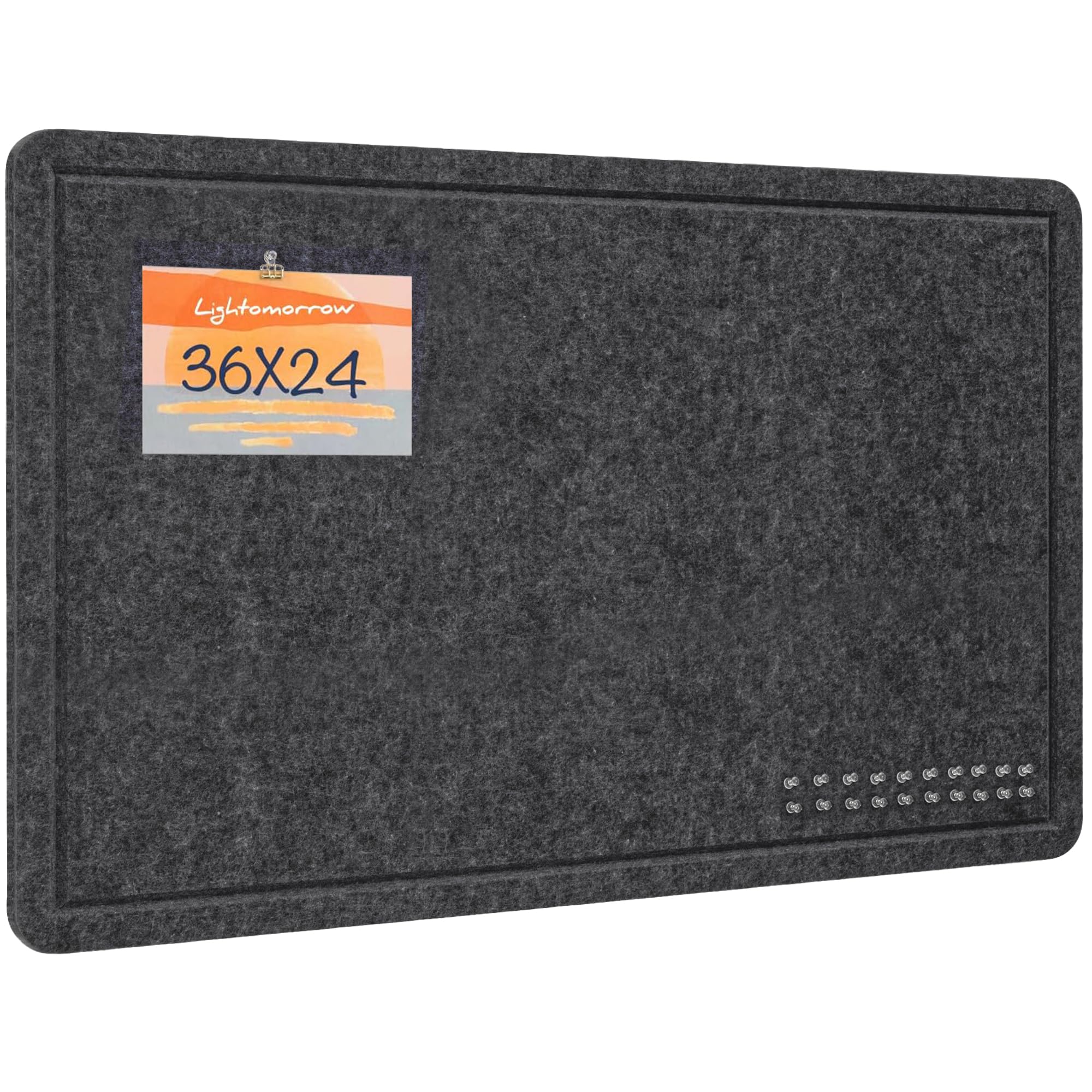 Large Bulletin Board - 84 x 59 Centimeters, Decorative Felt Pin Board for Wall - Foldable Photo Display Board with Self-Adhesive Tape, Includes 20 Push Pins - Dark Gray