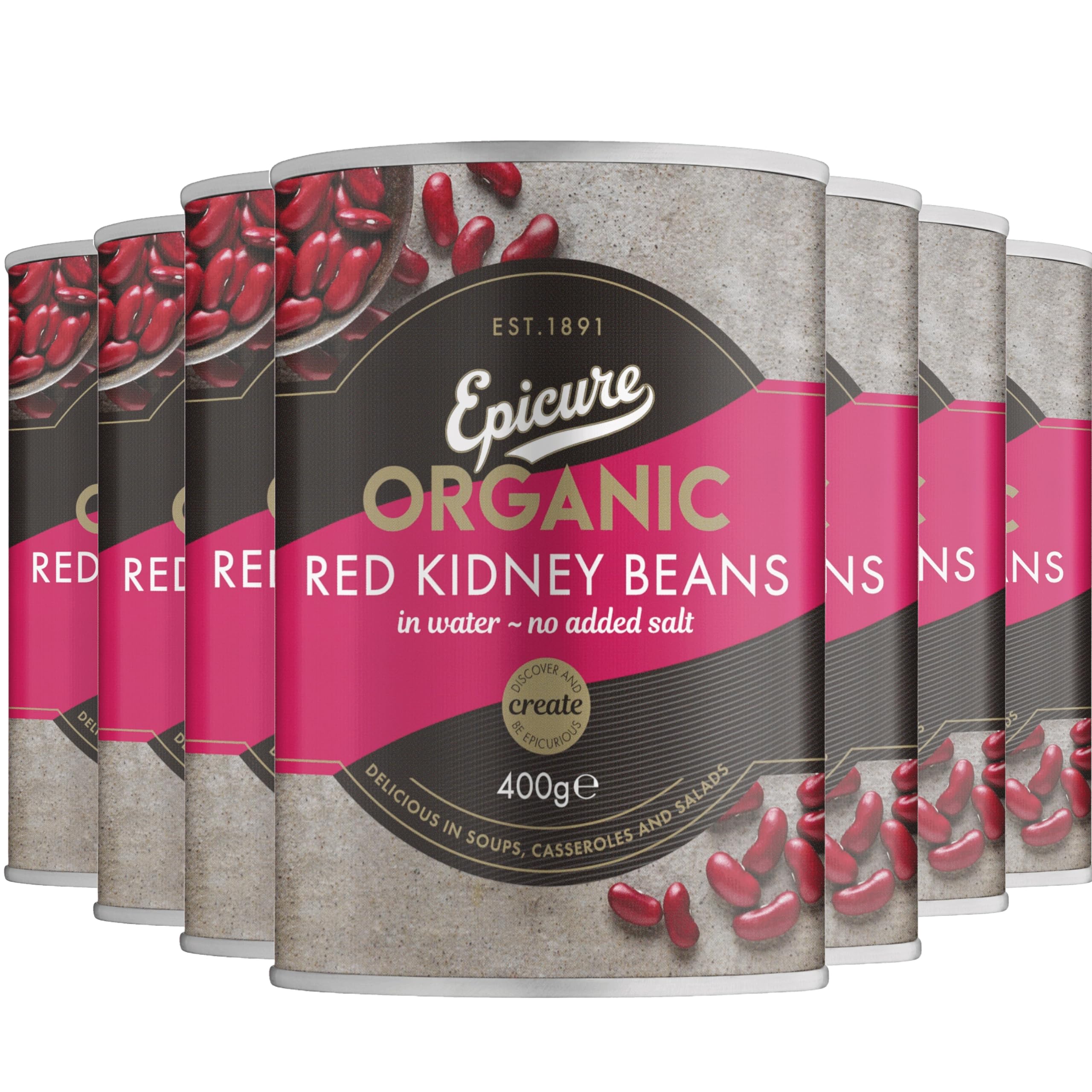 Epicure Organic Red Kidney Beans In Water 6x400g Tinned Organic