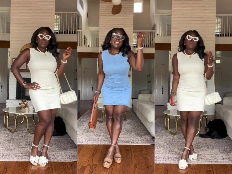 Daacee Women's Sleeveless Bodycon Denim Mini Dress Casual Waist
